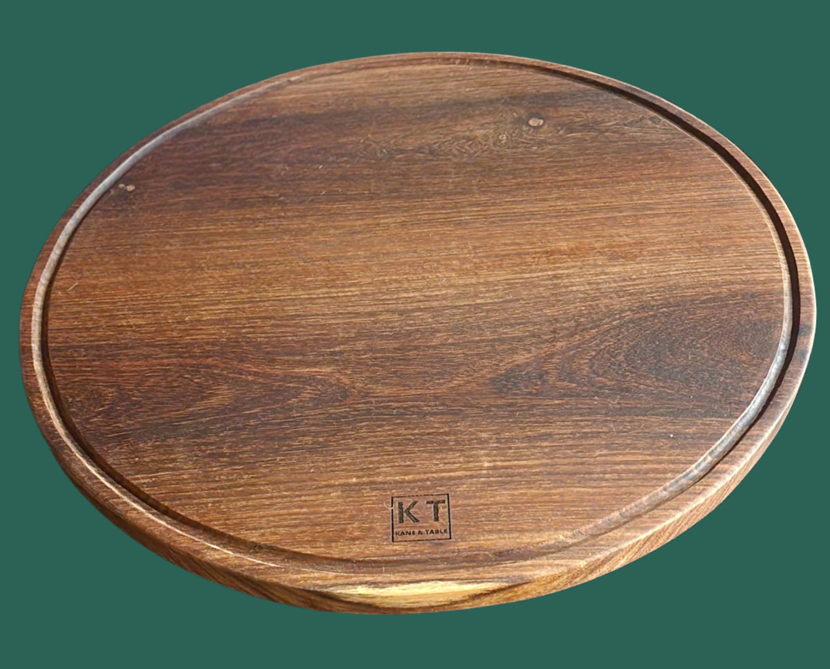 Round handcrafted wooden Lazy Susan by Kane and Table