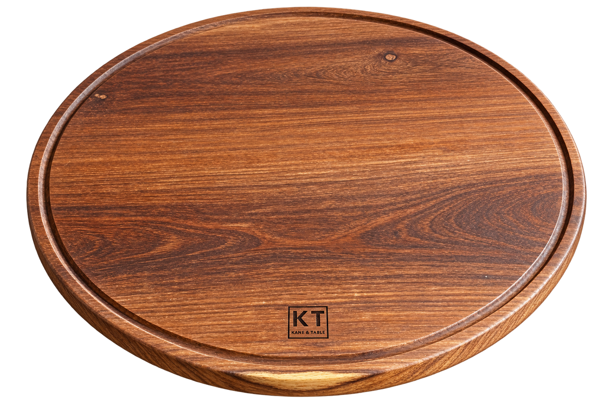 Round handcrafted wooden Lazy Susan by Kane and Table